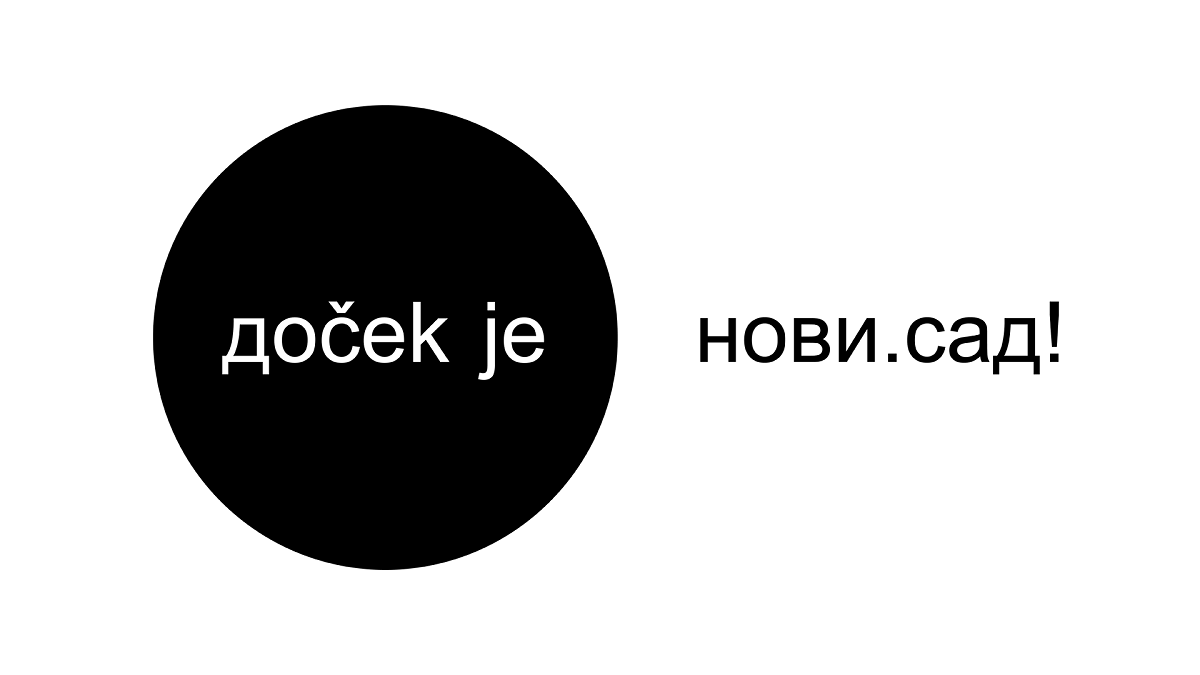 brendirani vizual u crnom krugu berlim slovima Doček je i inverzno Novi Sad